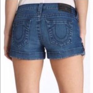 True Religion cuffed denim shorts