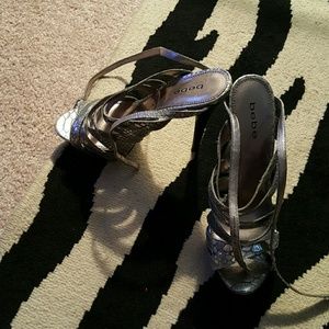 BeBe Criss-Cross slingback ankle wrap snake sandal