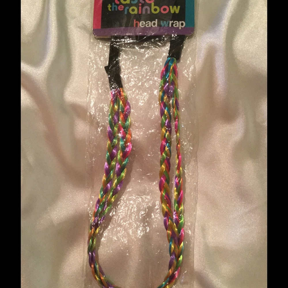 New! Rainbow synthetic braided headband