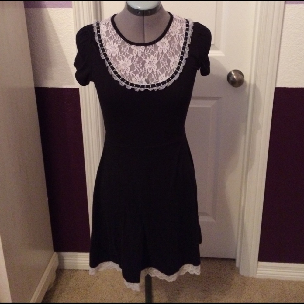 Black and white lace dress