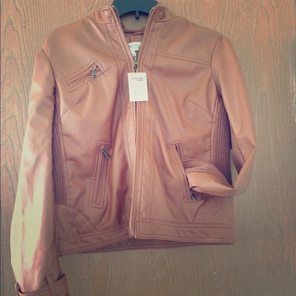 Camel faux Leather Jacket