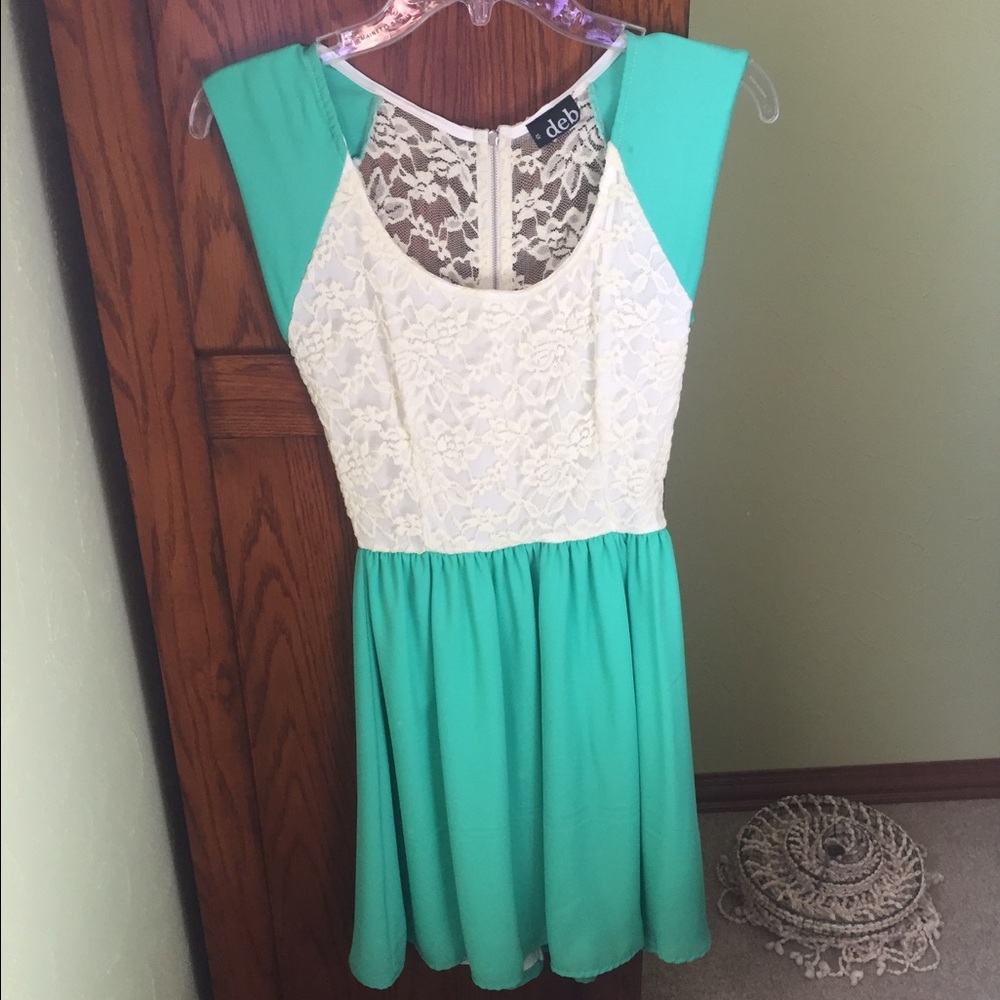 Teal lace dress