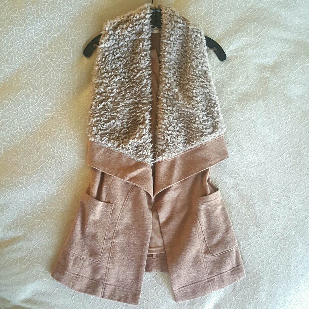 Faux Shearling Open Vest- NWOT