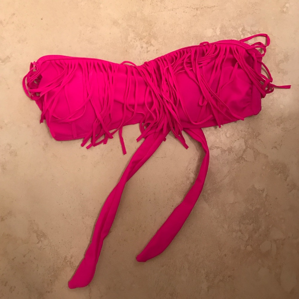 Fringe strapless bathing suit top