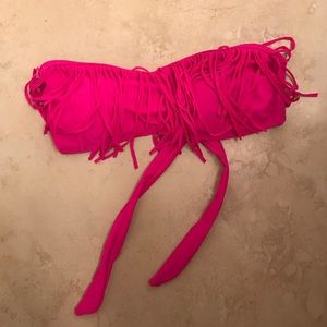 Fringe strapless bathing suit top