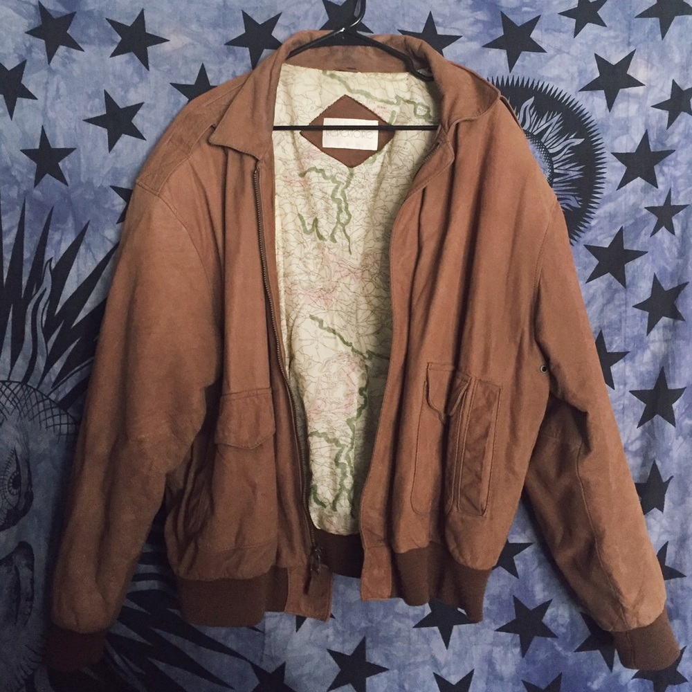 Leather Suede Brown Bomber Jacket