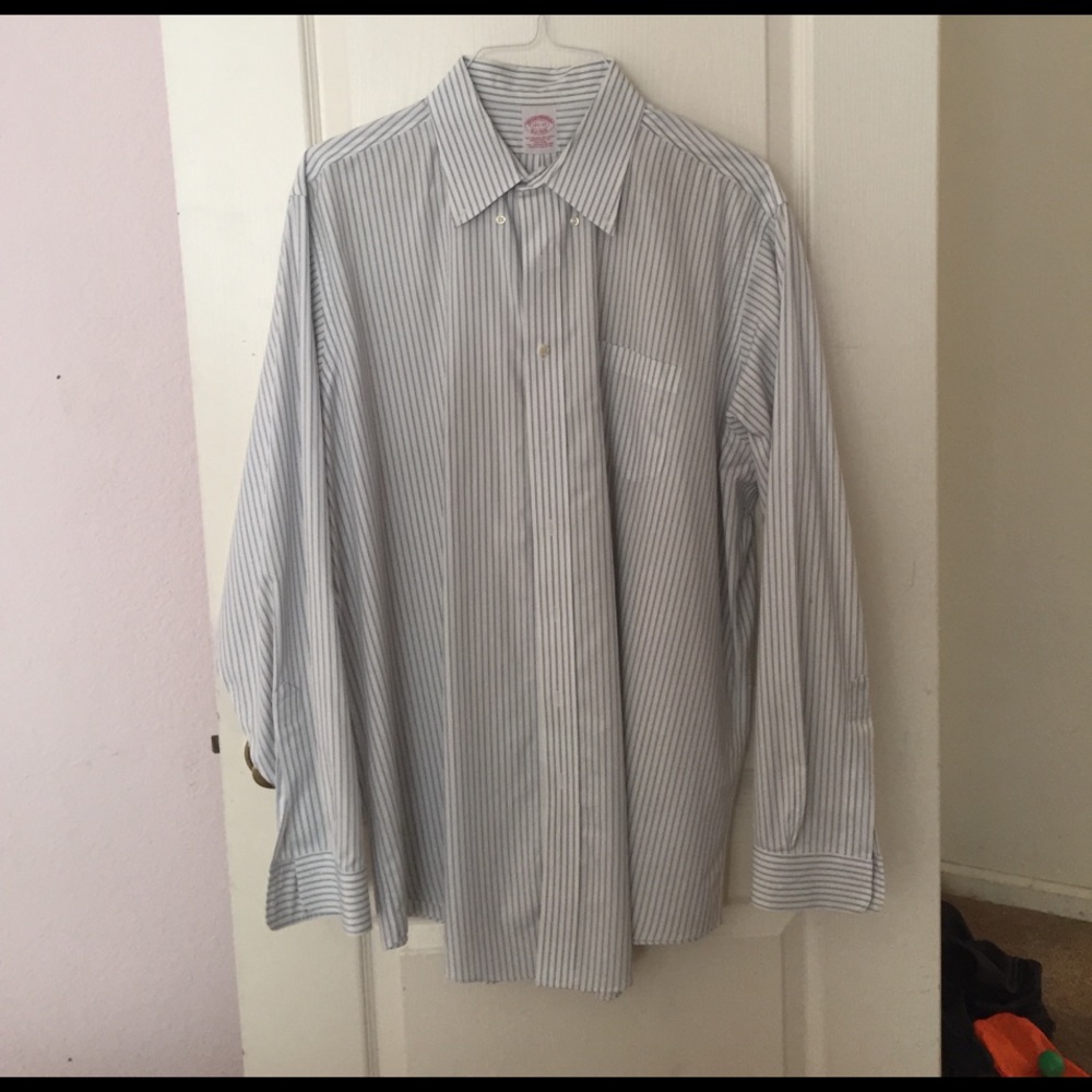 brooks brother blue stripe dress shirt