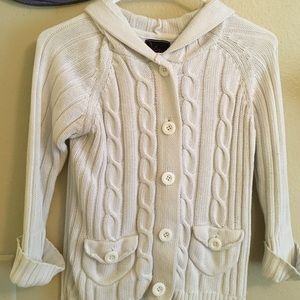 White cable knit sweater