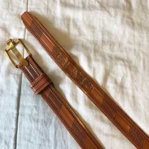 Stamped leather belt with neato buckle Stamped leather belt with neato buckle