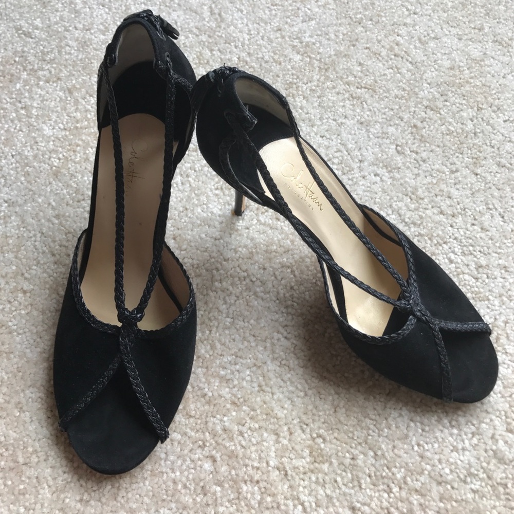 Cole Haan Collection Open Toe Suede Heels
