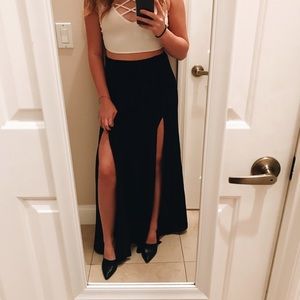 Double slit maxi skirt