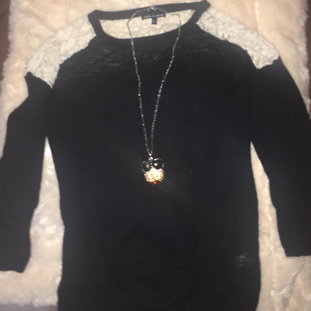 Black sweater with lace detail