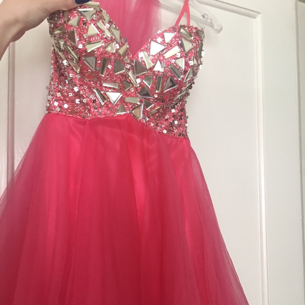 Coral Pink Night Moves Prom Dress