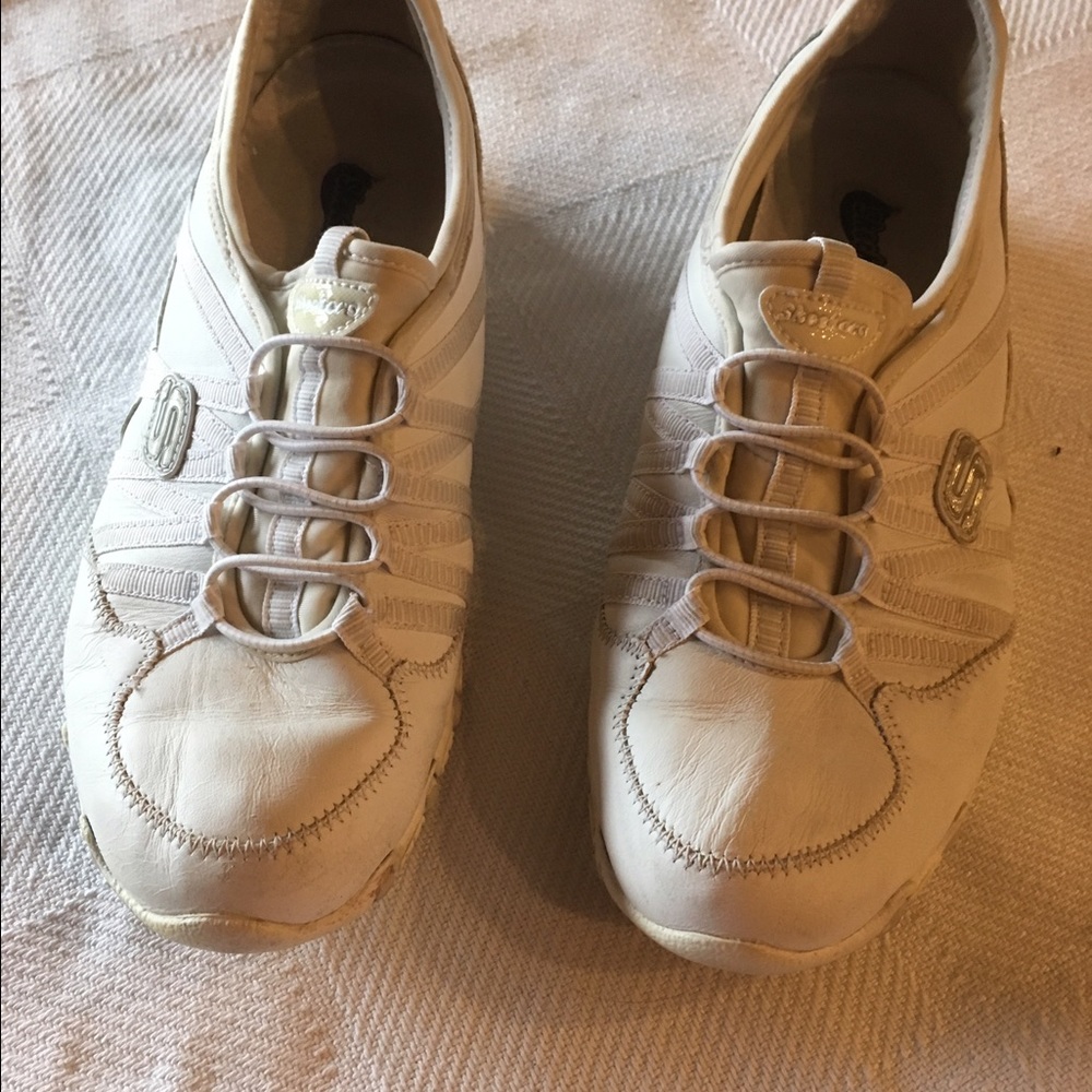 Skechers white slip on shoes