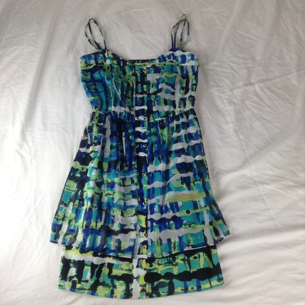 Gianni Bini Dress Sweetheart Button Front Mini