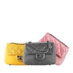 New Chanel Yellow Leather and Felt cross body bag