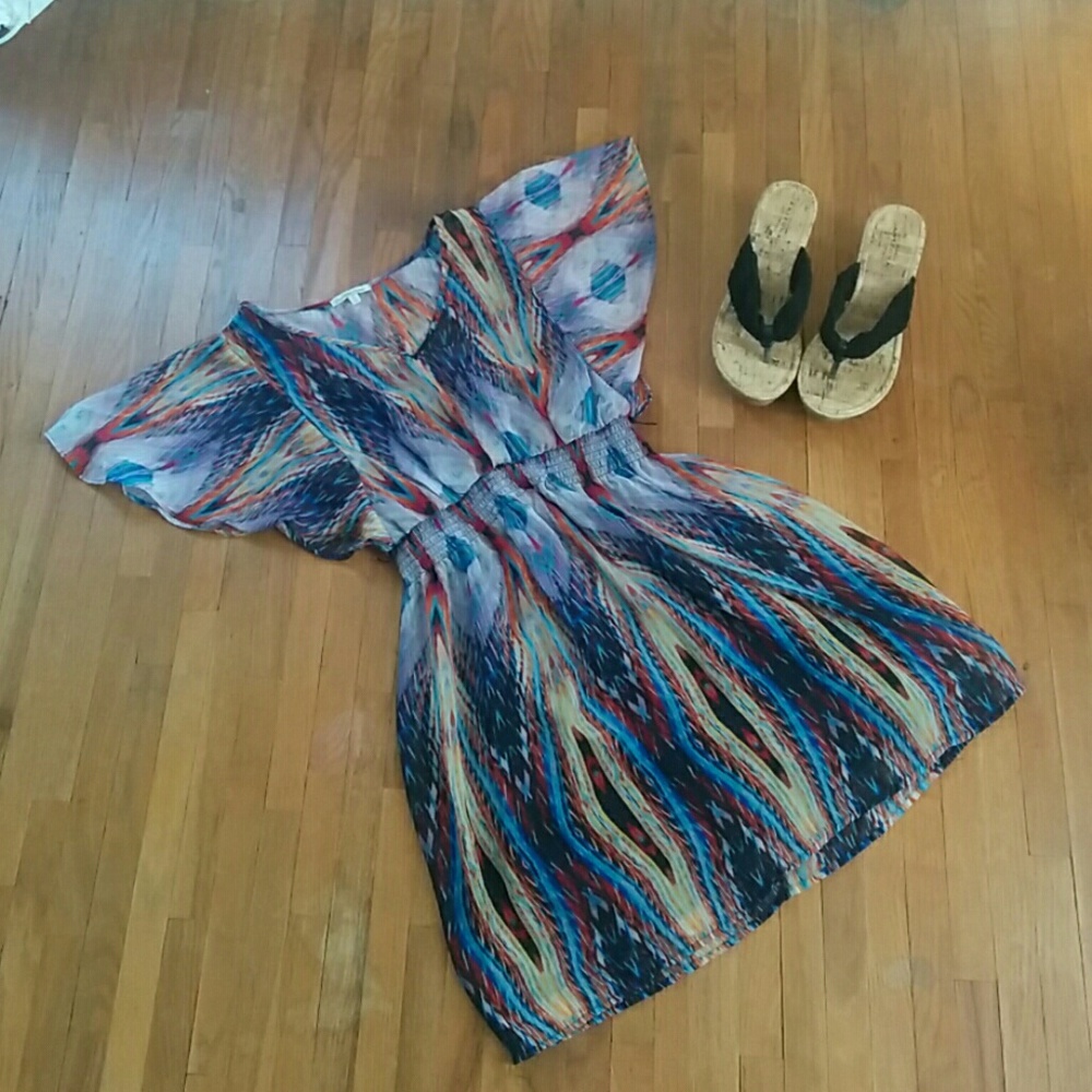 Charlotte Russe Blue and Orange Dress