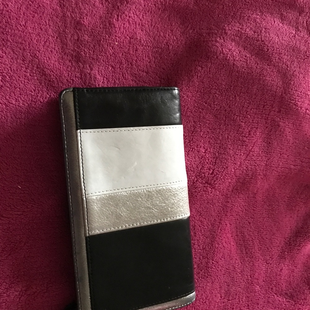 Black and white zip around wallet