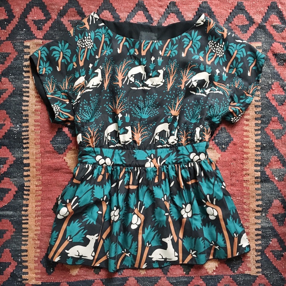 Ann Sui Silk Peplum Blouse