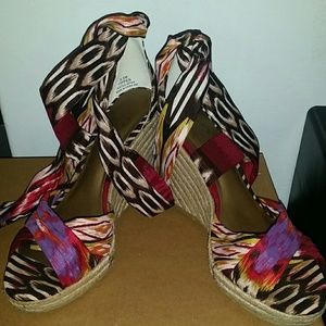 Tribal lace up wedge sandal