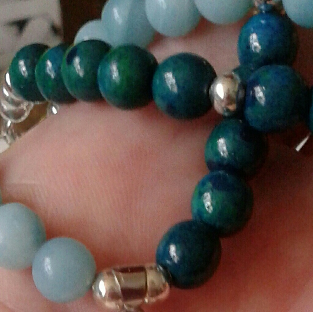 New **HC by Elle J. Designs Natural Chrysocolla Aventurine 925S 18"Nk - Picture 2 of 4