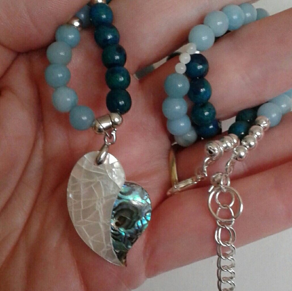 New **HC by Elle J. Designs Natural Chrysocolla Aventurine 925S 18"Nk - Picture 3 of 4