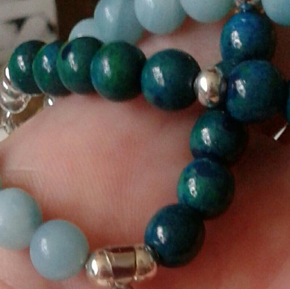 Artisan Natural Chrysocolla Aventurine 925S 18"Nk - Picture 2 of 4