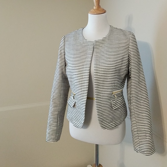 Kenar Jackets & Blazers - Kenar Striped Blazer with Gold Zipper Pockets