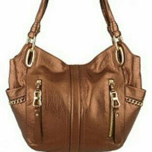 B Makowsky Metallic Bronze Genuine Leather Purse