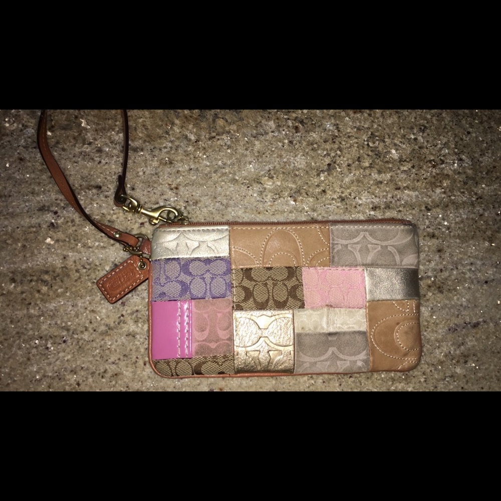 Authentic Coach Wristlet: Patch Work with C design