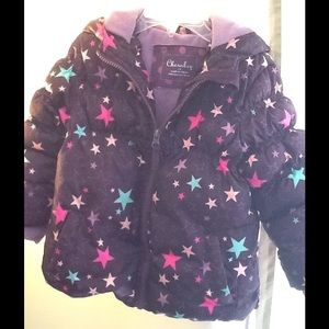 Cherokee Girls' Purple w Hearts Puffy Jacket NWOT