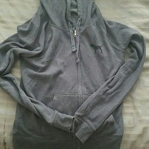 Zip up hoodie.