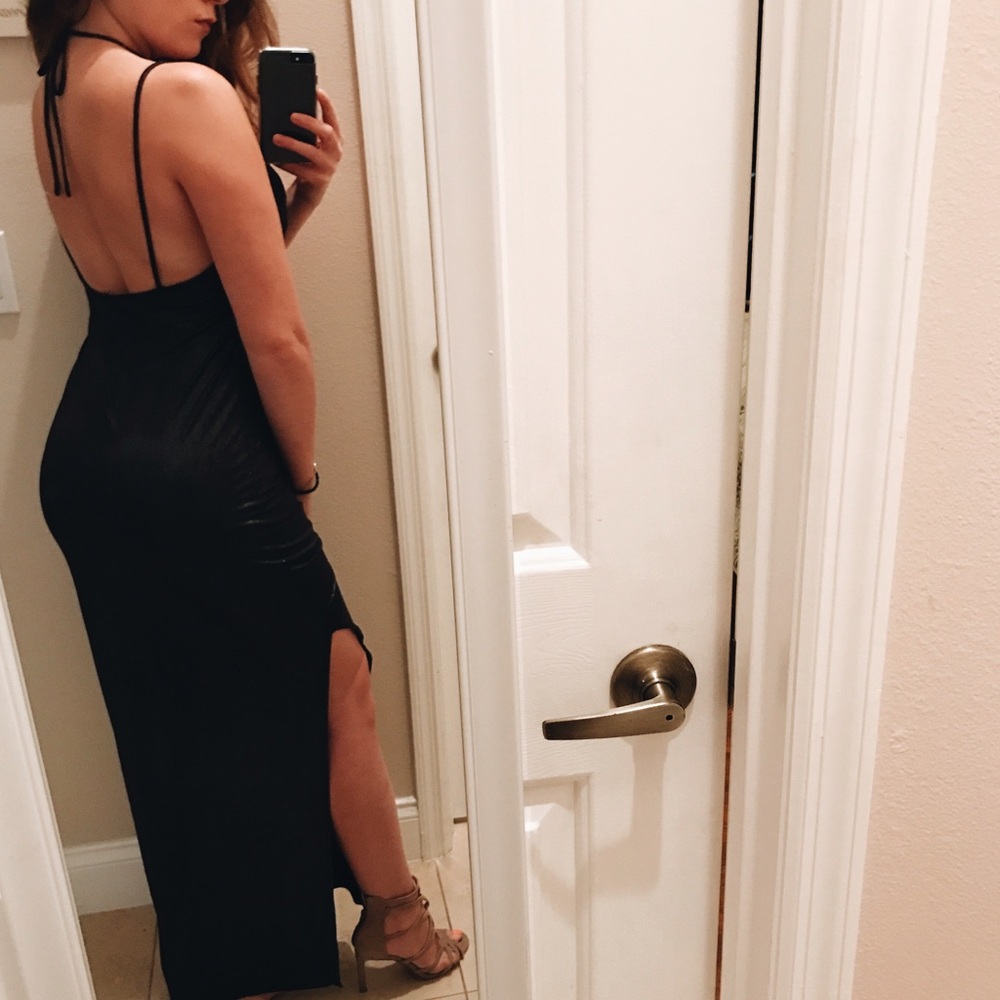 Shimmery open back maxi dress