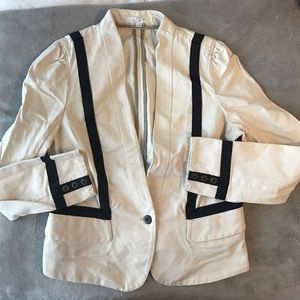 Ann Taylor Loft canvas blazer with navy ribbon