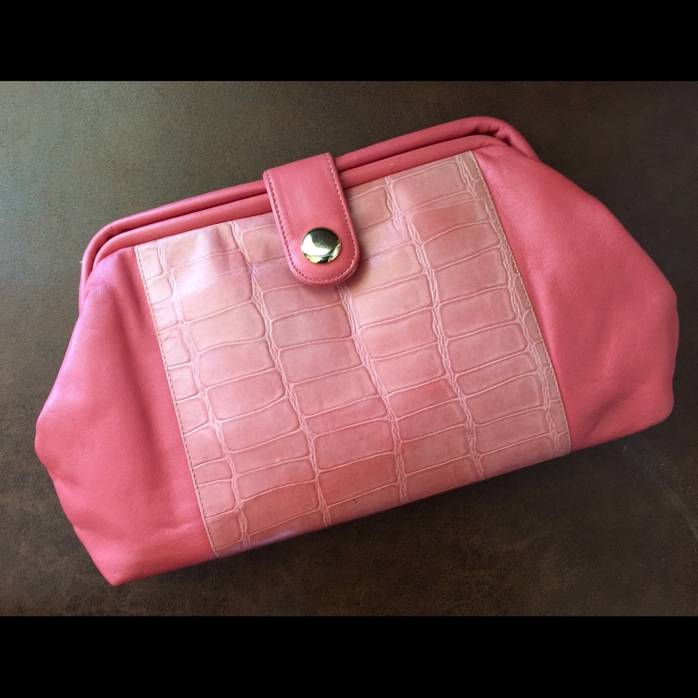 VINTAGE purse clutch lovely CORAL.
