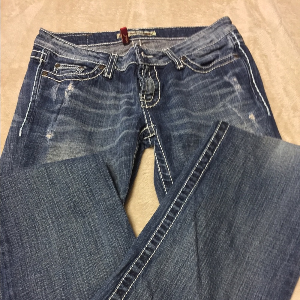 Buckle boot cut jeans