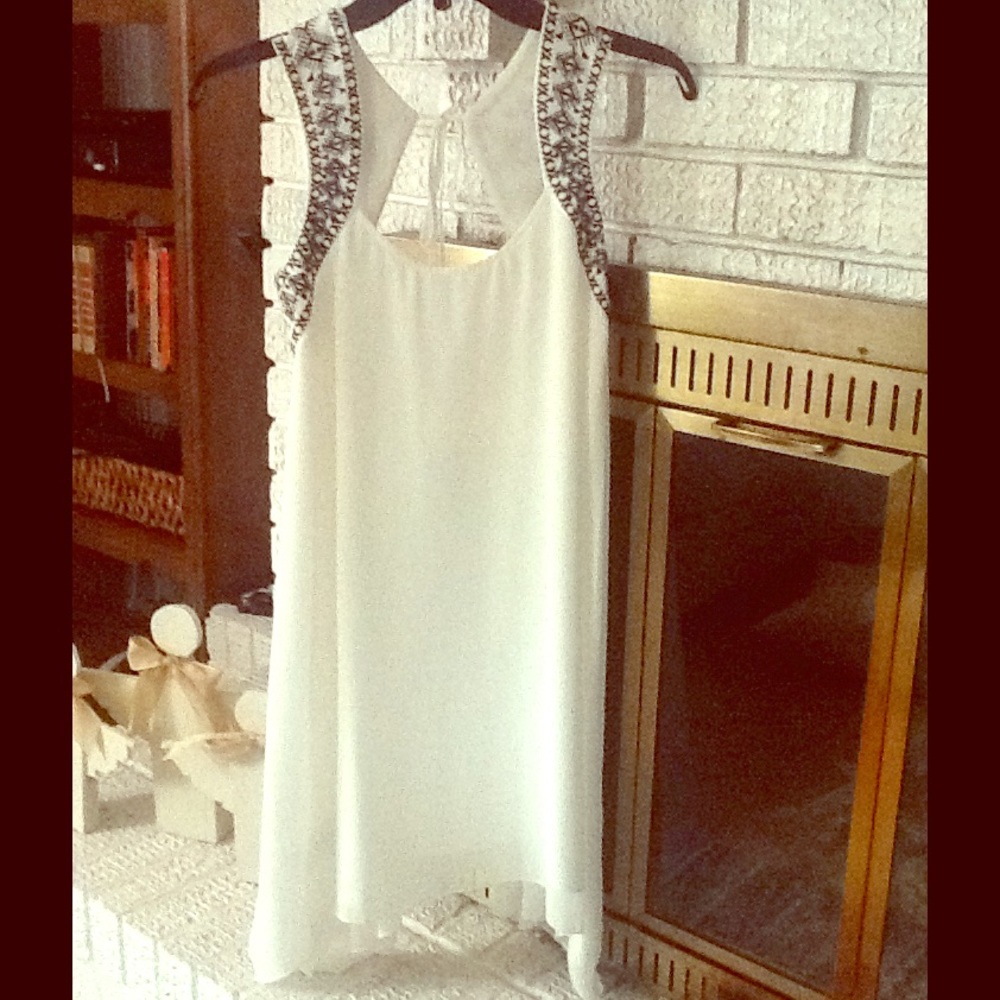 BCBG White & Navy Blue Design Dress XXS