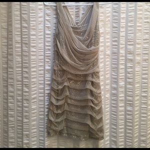 EXPRESS SILVER SEQUIN AND SHEER LACE DRESS 4