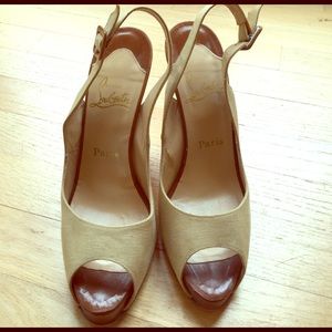Christian Louboutin Peep Toe Slingback Platforms