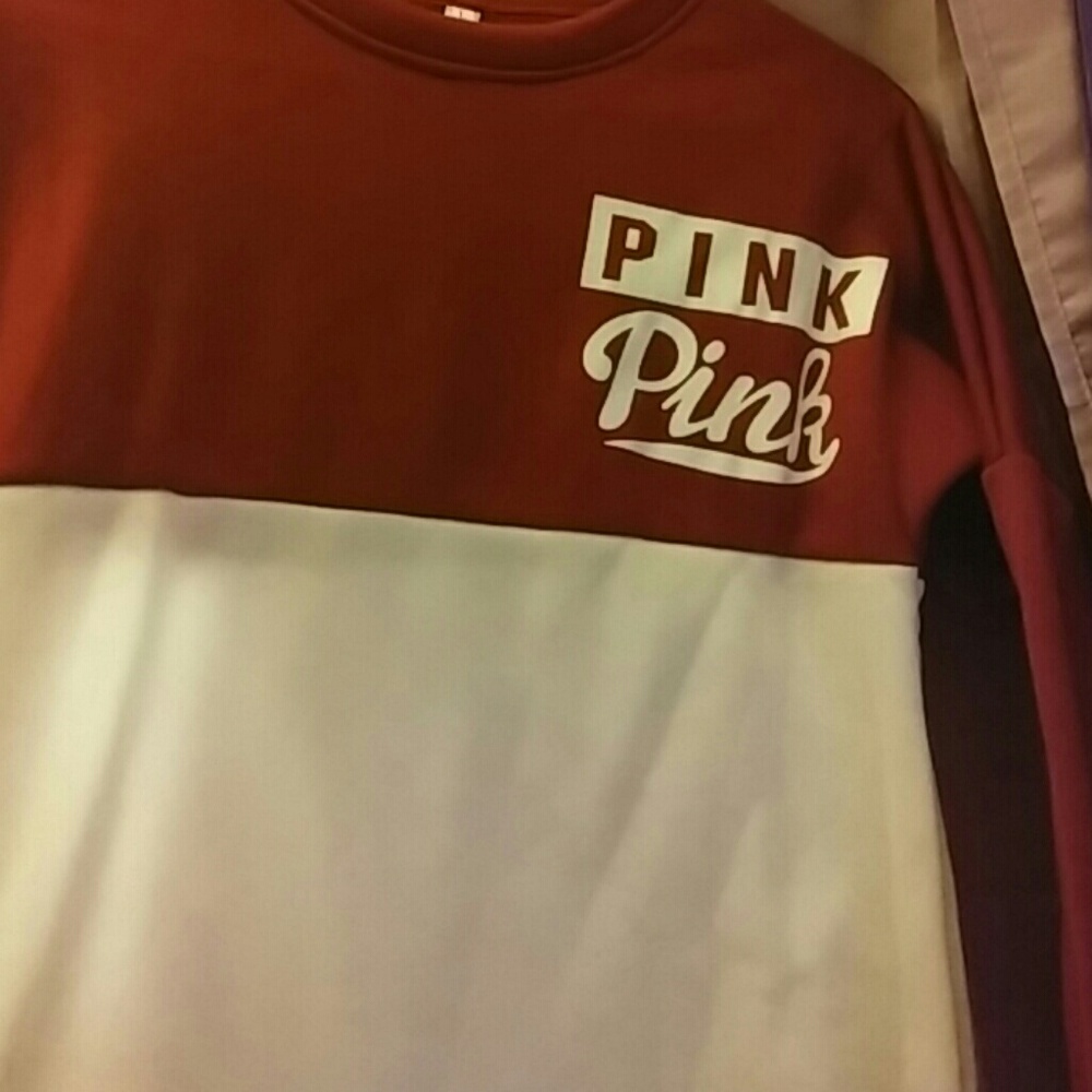 Pink/vs lightweight sweatshirt...burgundy/white