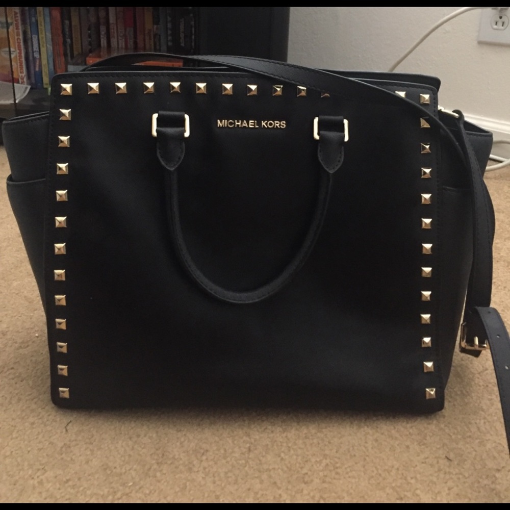 Authentic Michael Kors gold studded Large Selma