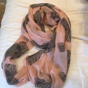 Skull print sheer pink scarf!