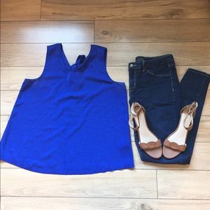 JCrew Dark blue bow back tulip tank, Size 12