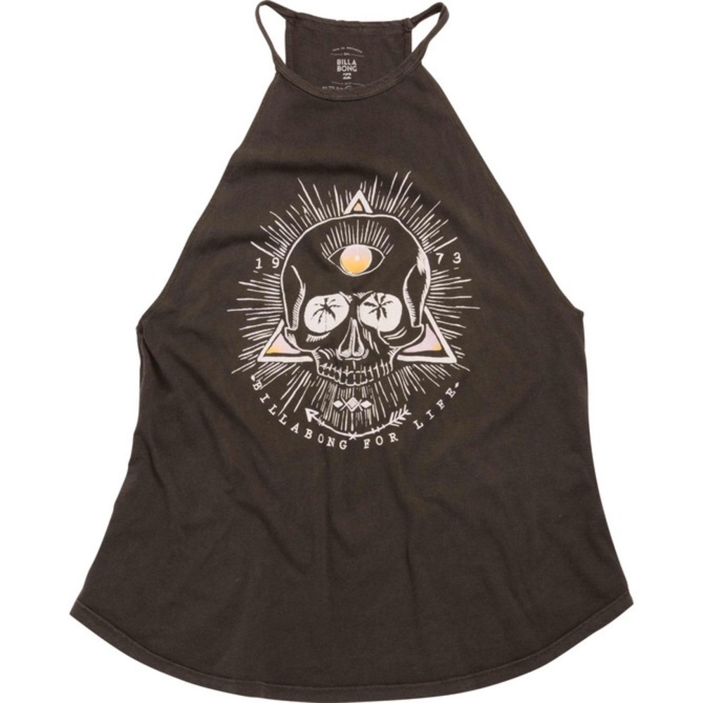 Billabong Skull Vibes Grey High Neck tank top in S