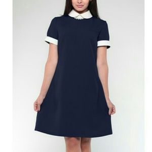 Maurini navy blue dress with white collar