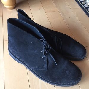 Black suede Clark's