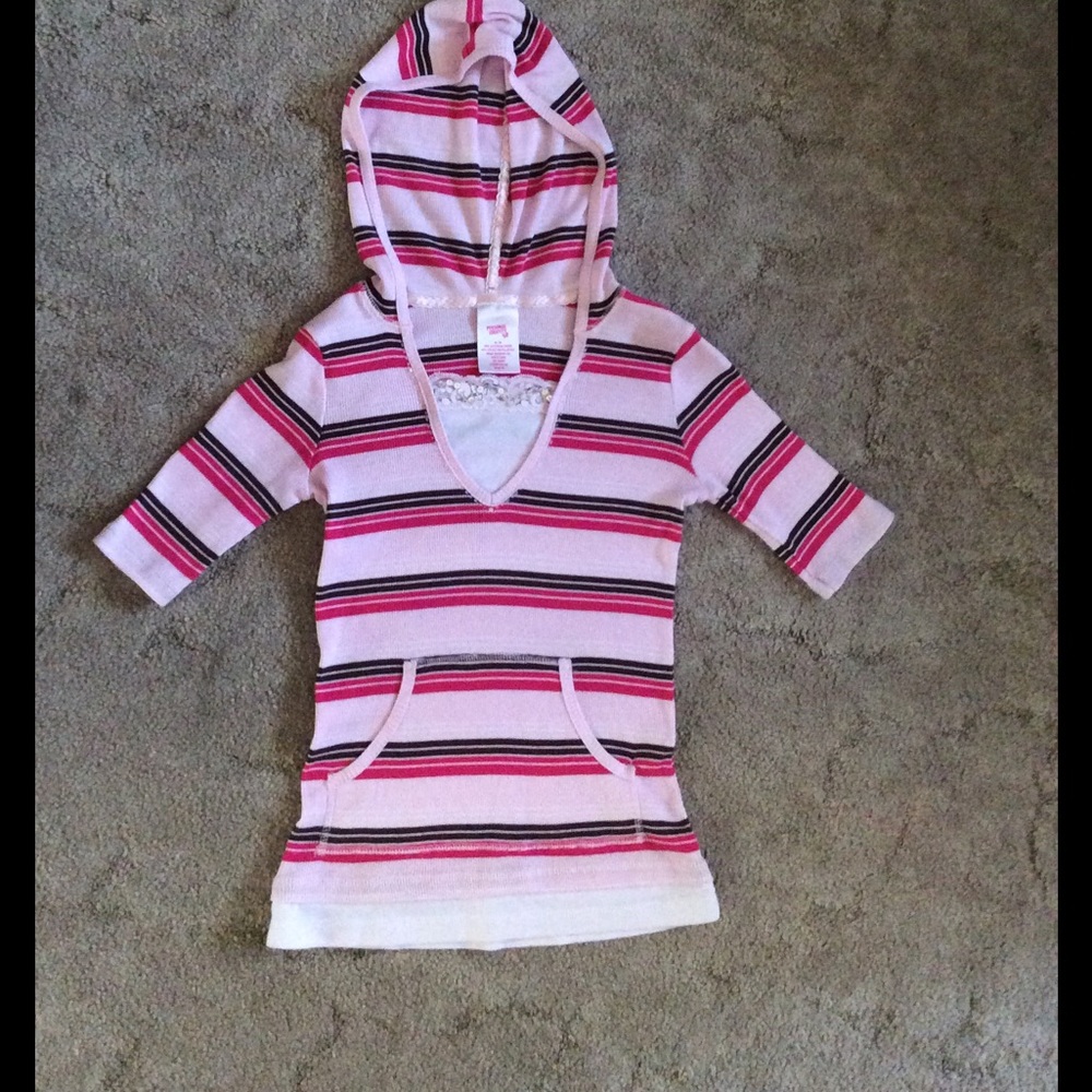 Pink hooded shirt