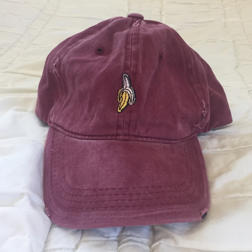 Burgundy banana baseball cap