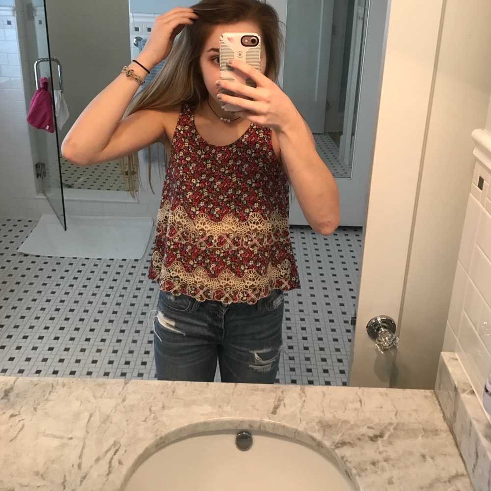 Size S, Jun & Ivy floral and lace top