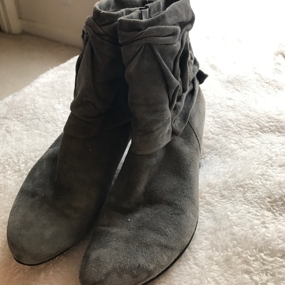 Suede Grey Booties with side flower detail - Picture 2 of 5